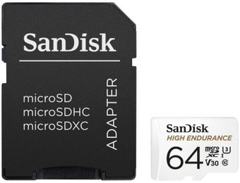 Карта памяти SanDisk High Endurance microSDXC SDSQQNR-064G-GN6IA 64GB (с адаптером) - 1/1