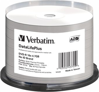 DVD-R диск Verbatim 4.7Gb 16x 43755 (50 шт.) - 1/1