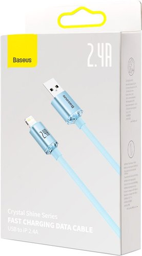 Кабель Baseus Crystal Shine USB Type-A - Lightning (2 м, голубой) - 1/1
