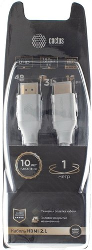Кабель CACTUS HDMI - HDMI CS-HDMI.2.1-1 (1 м, серебристый) - 1/1