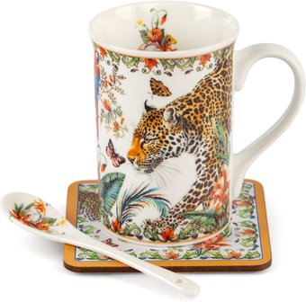 Кружка SIJ Леопард GC2409 (с ложкой и подставкой) - 1/1