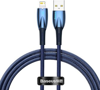 Кабель Baseus Glimmer Series Fast Charging Data Cable USB Type-A - Lightning 2.4A CADH000303 (2 м, синий) - 1/1