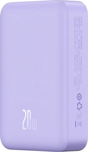 Внешний аккумулятор Baseus Magnetic Mini Wireless Fast Charge Power Bank 20W 20000mAh (сиреневый) - 1/1
