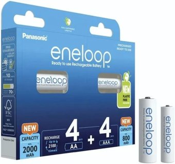 Аккумулятор Panasonic Eneloop AA 2000mAh 4 шт + AAA 800mAh 4 шт BK-KJMCDE44E - 1/1