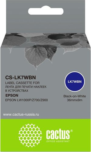 Картридж CACTUS CS-LK7WBN (аналог Epson LK7WBN) - 1/1