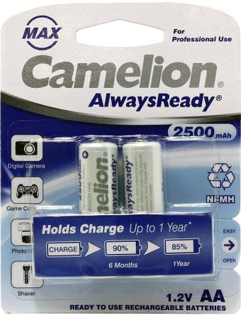 Аккумулятор Camelion AA 2500mAh 2 шт. [NH-AA2500AR-2] - 1/1