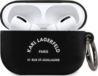 Чехол CG Mobile Karl Lagerfeld RSG logo with ring для AirPods Pro KLACAPSILRSGBK (черный; белый) - 1/1