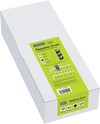 Пластиковая пружина для переплета OfficeSpace А4 10 мм 100 шт PC7005 (черный) - 1/1