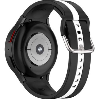 Ремешок Rumi Sport Line силиконовый для Samsung Galaxy Watch4/5/6 (20 мм, черный/белый) - 1/1