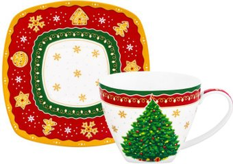 Чашка Elan Gallery Новогодняя елка 420733 (красный узор) - 1/1