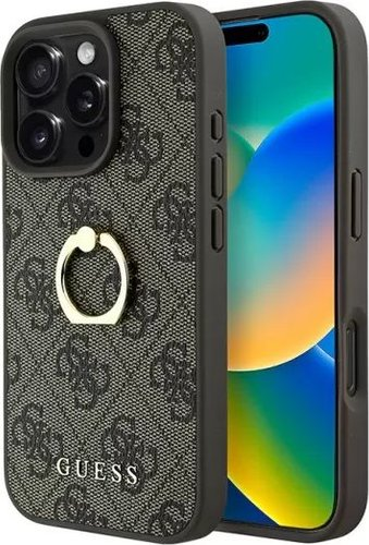 Чехол для телефона Guess PU 4G + Ring для iPhone 16 Pro GUHCP16L4GMRBR - 1/1