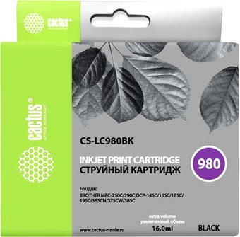 Картридж CACTUS CS-LC980BK (аналог Brother LC980BK) - 1/1