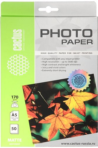 Фотобумага CACTUS Матовая A5 170 г/кв.м. 50 листов(CS-MA517050) - 1/1
