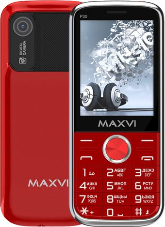 Кнопочный телефон Maxvi P30 (красный) - 1/1