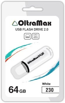 USB Flash OltraMax 230 64GB (белый) [OM-64GB-230-White] - 1/1