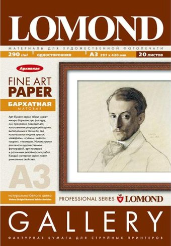 Фотобумага Lomond Velour Bright Natural White Archive A3 290г/м2 20л (0911332) - 1/1