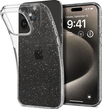 Чехол для телефона Spigen Liquid Crystal Glitter для iPhone 15 Pro Max ACS06559 (затемненный/прозрачный) - 1/1