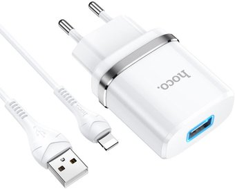 Сетевое зарядное Hoco N1 Lightning (белый) - 1/1