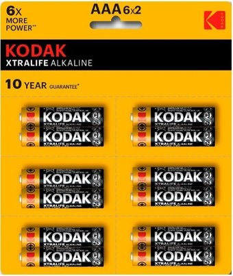 Батарейка Kodak Xtralife Alkaline AAA LR03 12BL Perforated (12 шт) - 1/1
