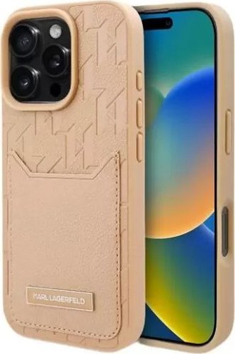 Чехол для телефона Lagerfeld Cardslot PU Grained Monogram with Pocket для iPhone 16 Pro KLHCP16LPGKHPRPW - 1/1