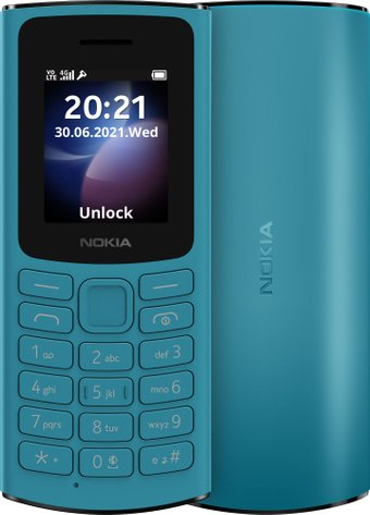 Кнопочный телефон Nokia 105 4G Dual SIM (бирюзовый) - 1/1