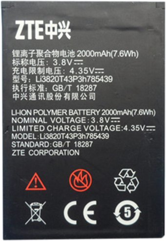 Аккумулятор для телефона Копия ZTE Li3820T43P3h785439 - 1/1