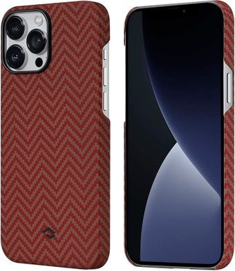 Чехол для телефона Pitaka MagEZ Case 2 для iPhone 13 Pro (herringbone, красный/оранжевый) - 1/1