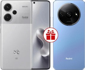 Смартфон Xiaomi Redmi Note 13 Pro+ 5G 12GB/512GB с NFC международная версия (серебристый) и Redmi A3 3GB/64GB (звездный синий) по акции - 1/1