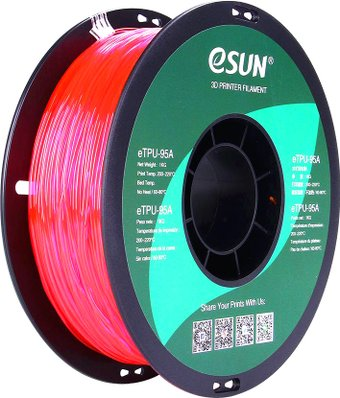 Пластик eSUN eTPU-95A 1.75 мм 1000 г (розовый полупрозрачный) - 1/1