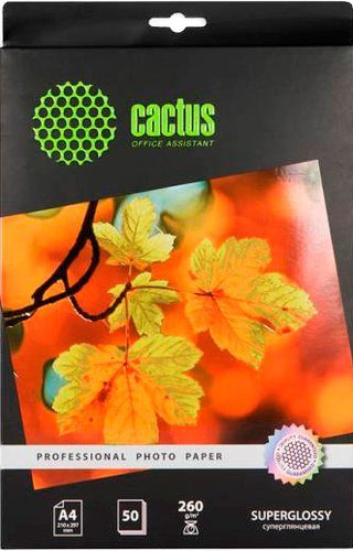 Фотобумага CACTUS Суперглянцевая А4 260 г/м2 50 листов (CS-HGA426050) - 1/1