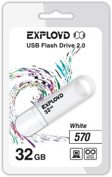 USB Flash Exployd 570 32GB (белый) [EX-32GB-570-White] - 1/1
