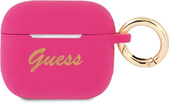 Чехол CG Mobile Guess with ring Script logo для AirPods 3 GUA3SSSF (фуксия) - 1/1