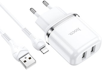 Сетевое зарядное Hoco N4 Lightning (белый) - 1/1
