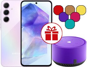 Смартфон Samsung Galaxy A55 SM-A556E 8GB/256GB + Яндекс Станция Лайт (лиловый) - 1/1