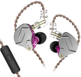 Наушники KZ Acoustics ZSN Pro (с микрофоном, серебристый/фиолетовый) - 1/1