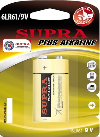 Батарейка Supra 9V [6LR61-BP1] - 1/1