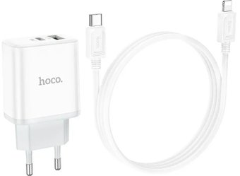 Сетевое зарядное Hoco C105A Lightning (белый) - 1/1