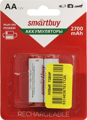 Аккумулятор SmartBuy AA 2700mAh 2 шт. SBBR-2A02BL2700 - 1/1