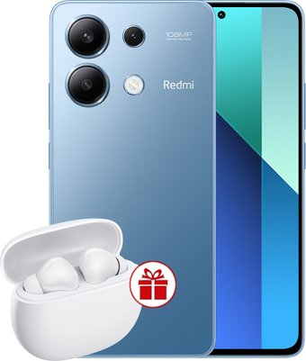 Смартфон Xiaomi Redmi Note 13 8GB/256GB с NFC международная версия (ледяной синий) и Xiaomi Redmi Buds 4 Active (белый) по акции - 1/1