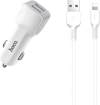 Автомобильное зарядное Hoco Z23 Lightning (белый) - 1/1