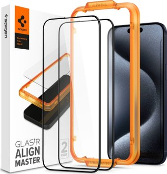 Защитное стекло Spigen ALM Glas FC для iPhone 15 Pro AGL06895 (2шт) - 1/1