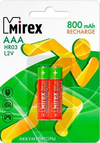 Аккумулятор Mirex AAA 800mAh 2 шт HR03-08-E2 - 1/1