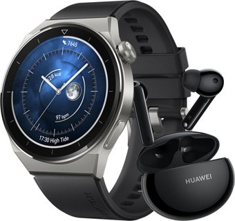 Умные часы Huawei Watch GT 3 Pro Titanium 46 мм + Huawei FreeBuds 4i (черный) - 1/1