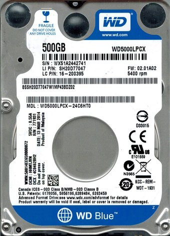 Жесткий диск WD 500GB (WD5000LPCX-24C6HT0) - 1/1