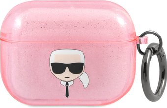 Чехол CG Mobile Karl Lagerfeld Glitters with ring Karl Transparent для AirPods Pro KLAPUKHGP (розовый) - 1/1