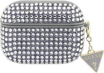 Чехол CG Mobile Guess Diamond Rhinestone Triangle Charm для AirPods Pro GUAPHDGTPG (серебристый) - 1/1