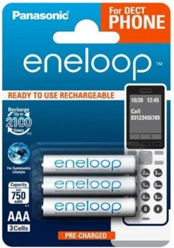 Аккумулятор Panasonic Eneloop AAA 750mAh 3 шт BK-4MCCE/3DE - 1/1