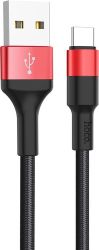 Кабель Hoco X26 USB Type-A - USB Type-C (1 м, черный/красный) - 1/1