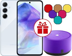 Смартфон Samsung Galaxy A55 SM-A556E 8GB/128GB + Яндекс Станция Лайт (голубой) - 1/1