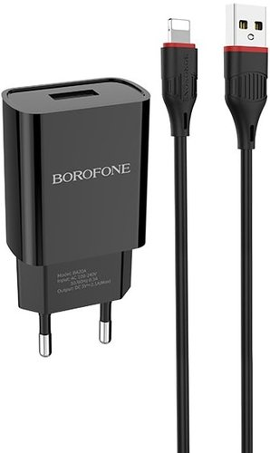 Сетевое зарядное Borofone BA20A Lightning (черный) - 1/1